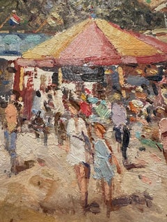 Charming Original Painting of a Carousel by Niek Van Der Plas