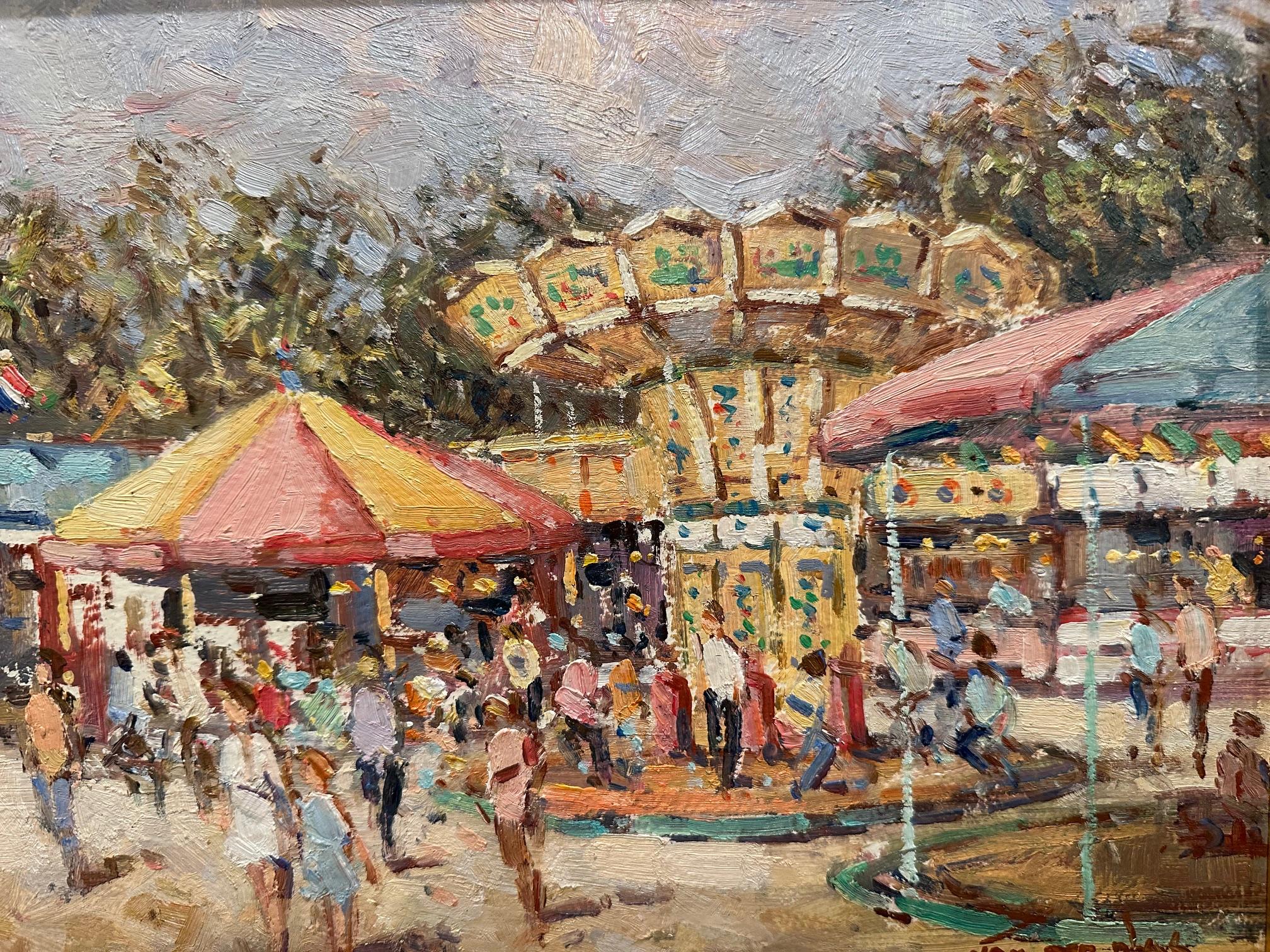 Charmantes Originalgemälde eines Karussells von Noel Van Der Plas (21. Jahrhundert und zeitgenössisch) im Angebot