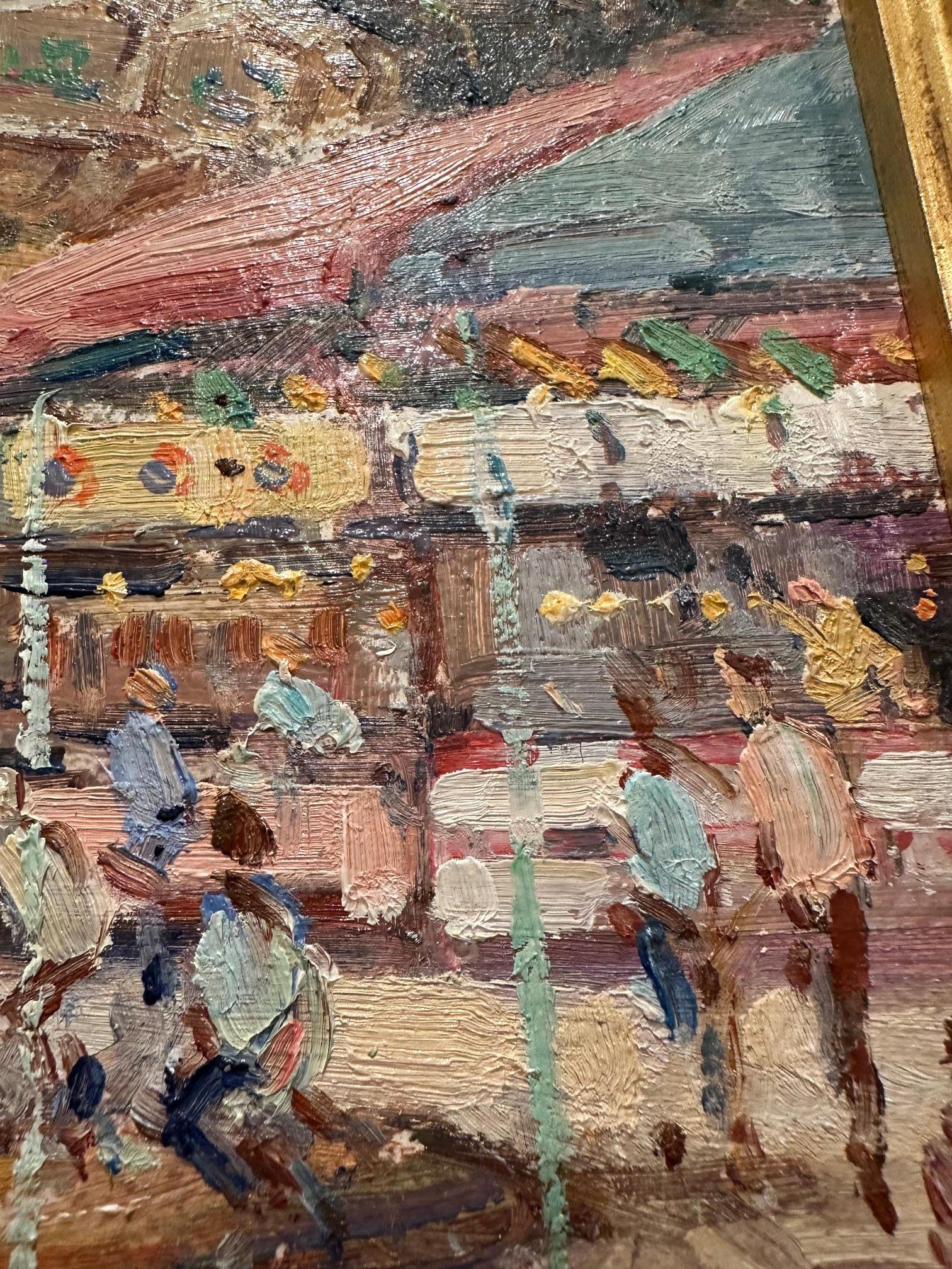 Charmantes Originalgemälde eines Karussells von Noel Van Der Plas (Leinwand) im Angebot