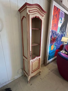 Charming Painted French Country Etagere Cabinet Vitrine