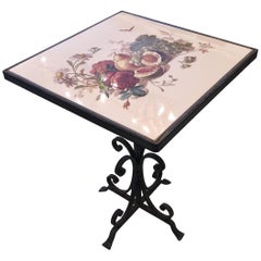 Charming Painted Tile Little Square Drinks Side Table