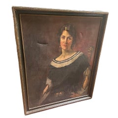 Charming Painting of Young Girl in Sailor Dress