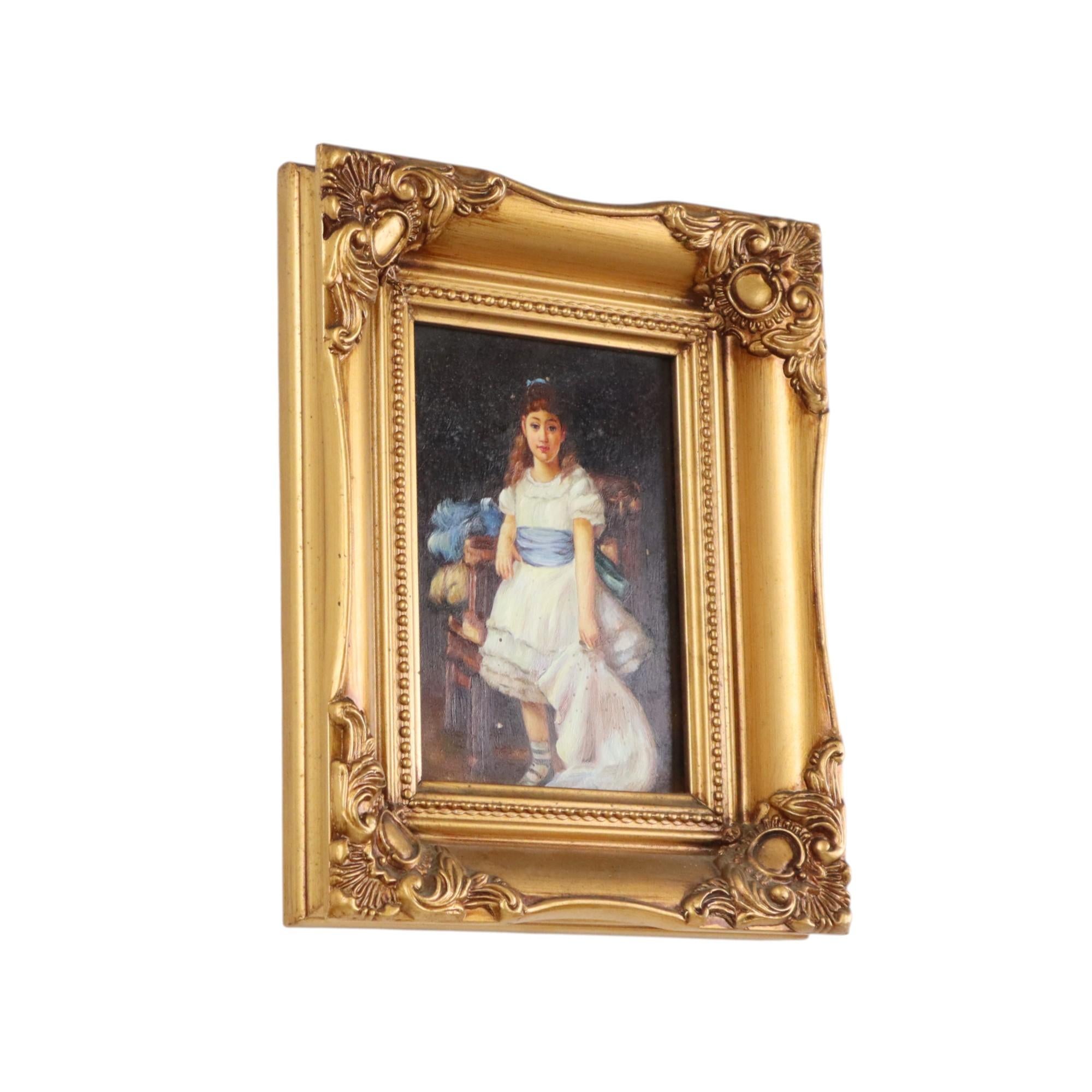 Charmant tableau Jeune fille cadre doré Lady Sybil Primrose en vente 4