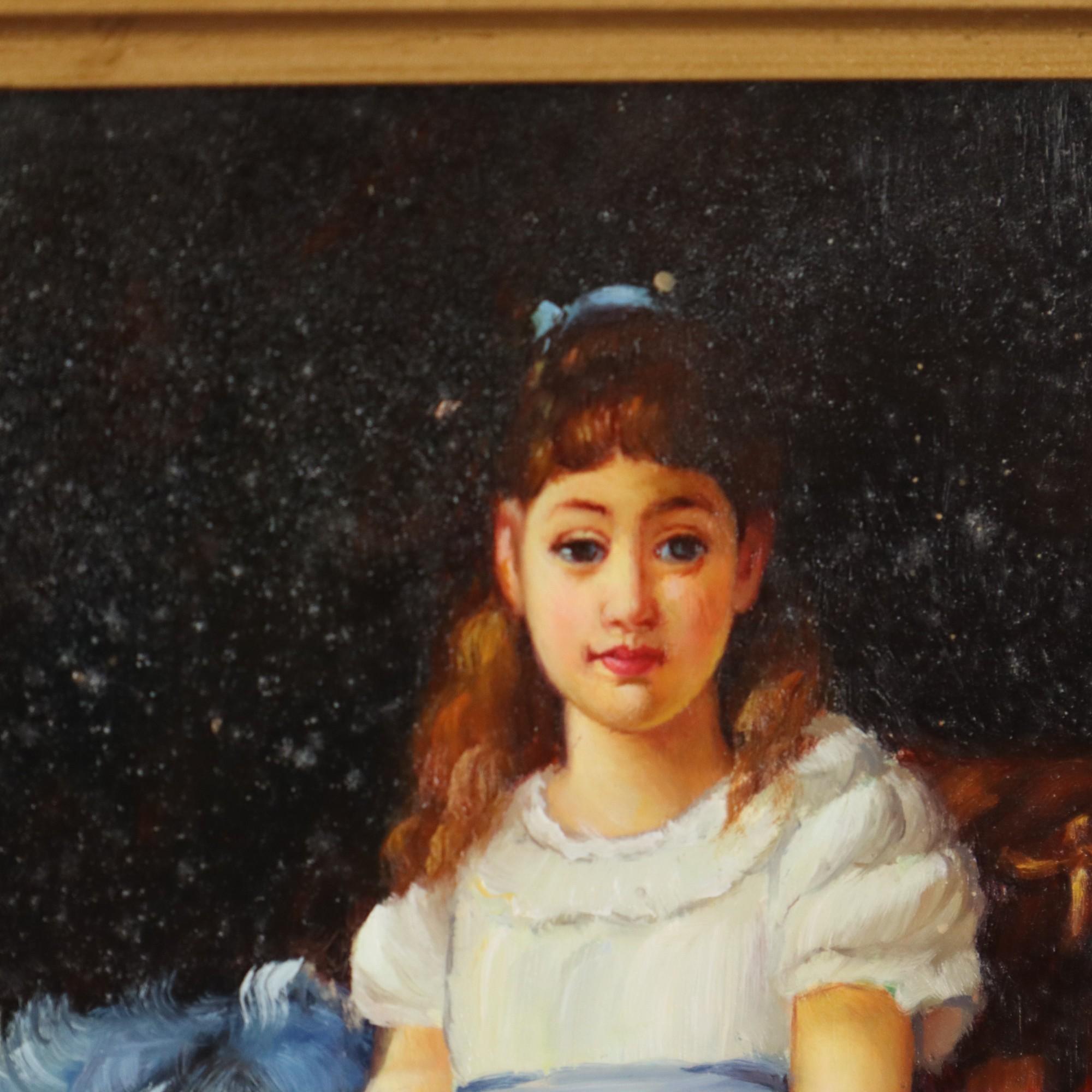 Bois Charmant tableau Jeune fille cadre doré Lady Sybil Primrose en vente
