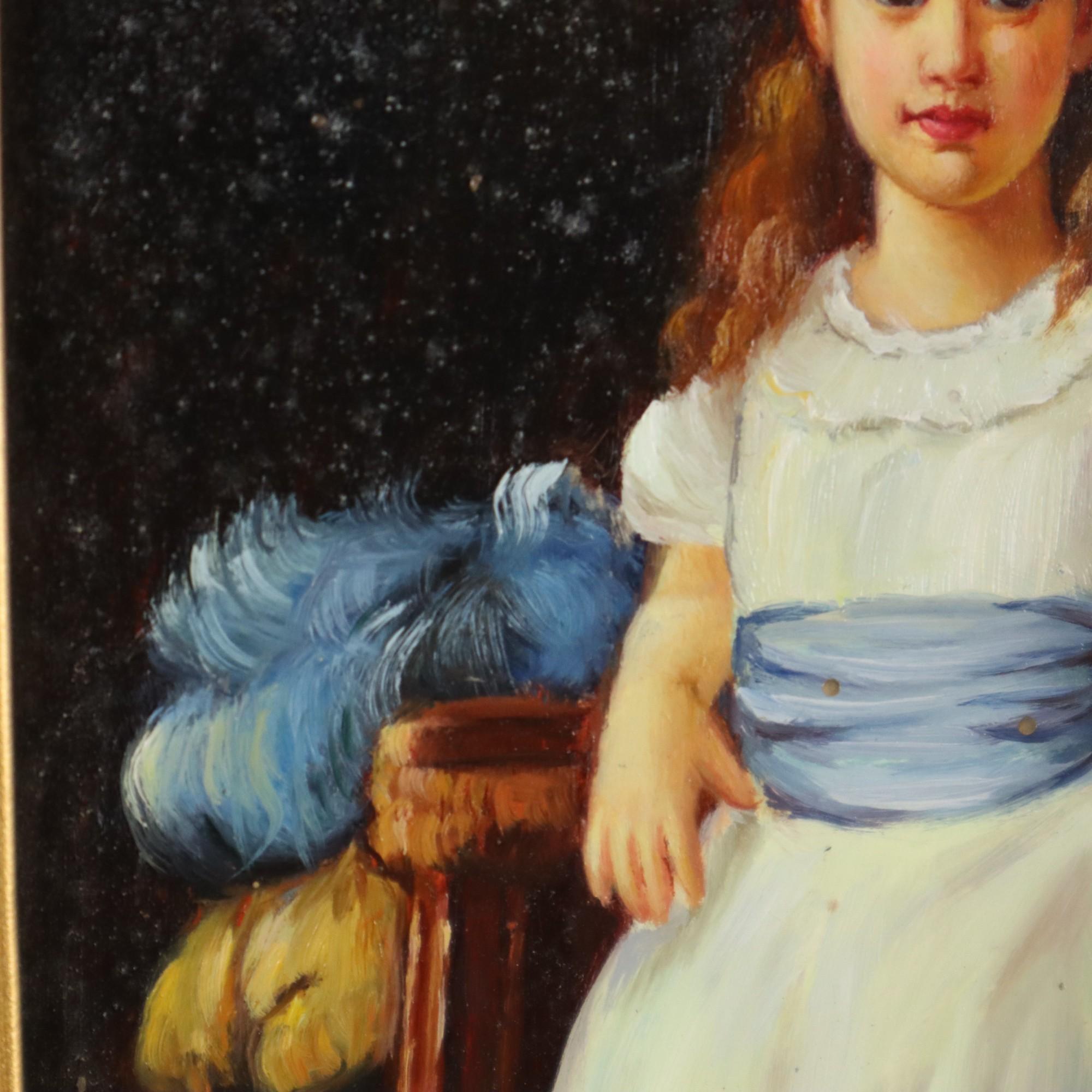 Charmant tableau Jeune fille cadre doré Lady Sybil Primrose en vente 1