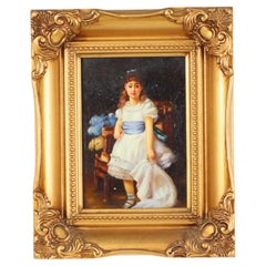 Vintage Charming Painting Young Girl Gold Frame Lady Sybil Primrose