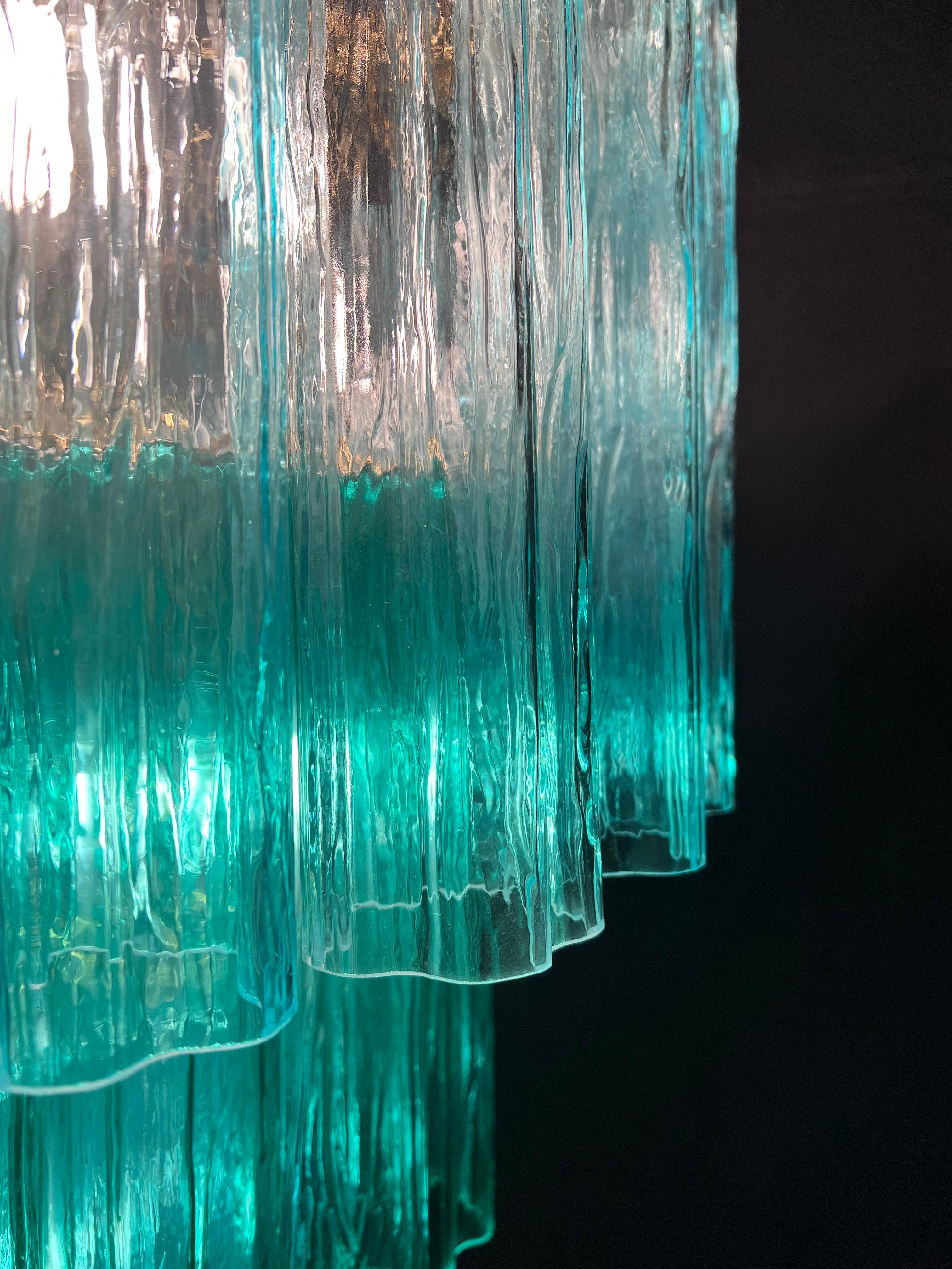 Charming Pair Emerald Italian Chandeliers by Valentina Planta, Murano For Sale 7