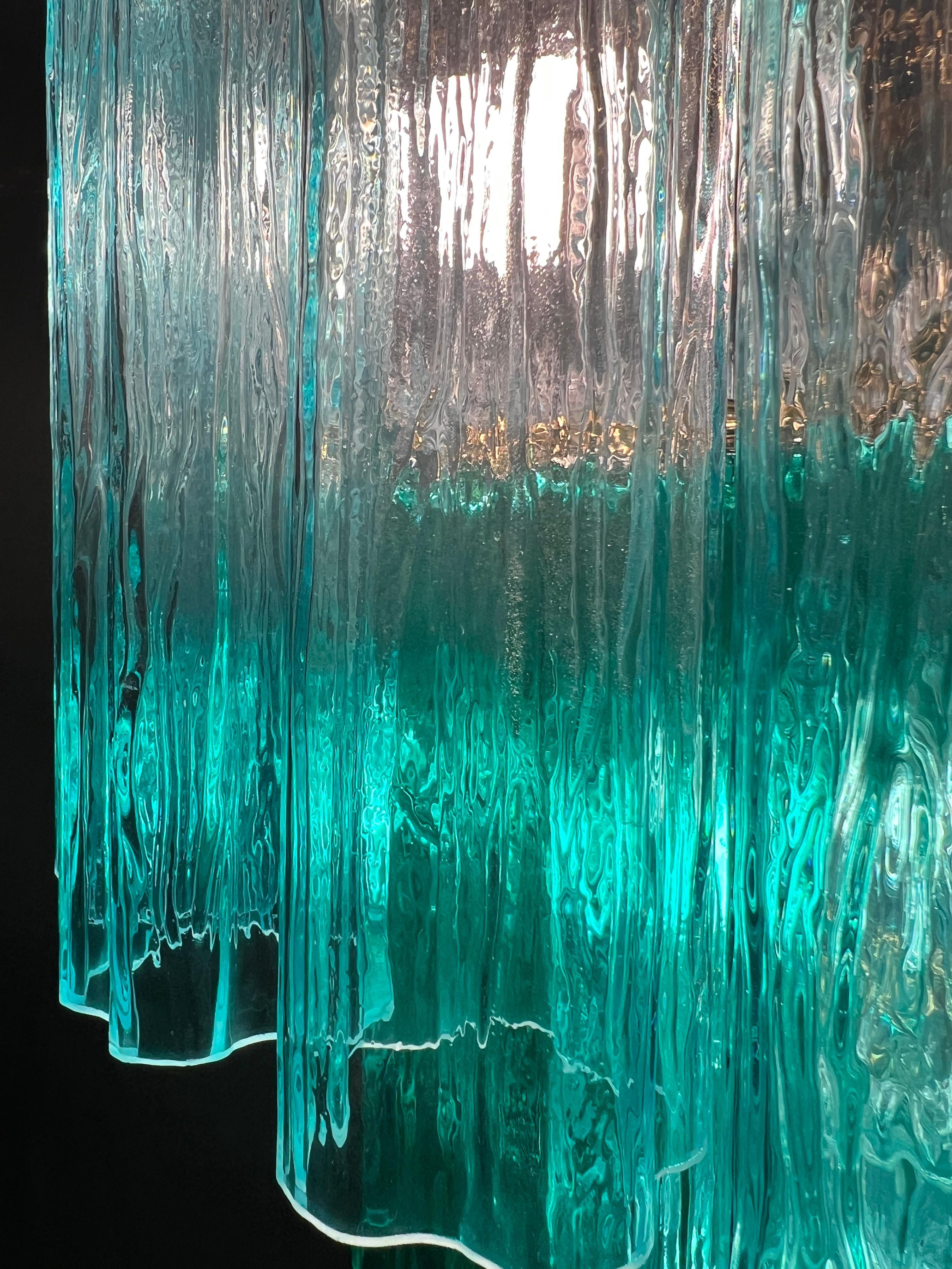 Charming Pair Emerald Italian Chandeliers by Valentina Planta, Murano For Sale 1