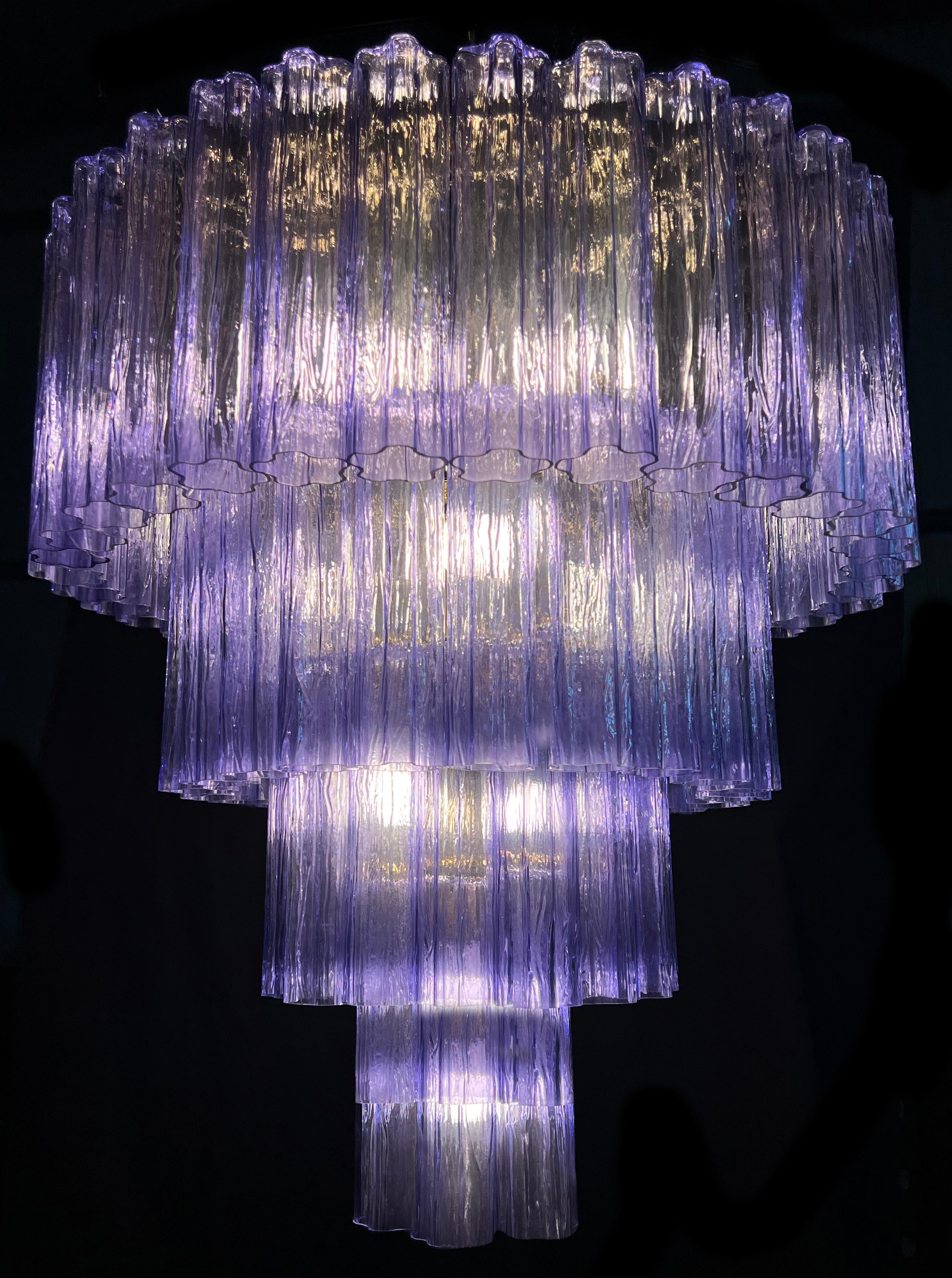 Contemporary Charming pair Italian Amethyst Chandeliers by Valentina Planta, Murano For Sale