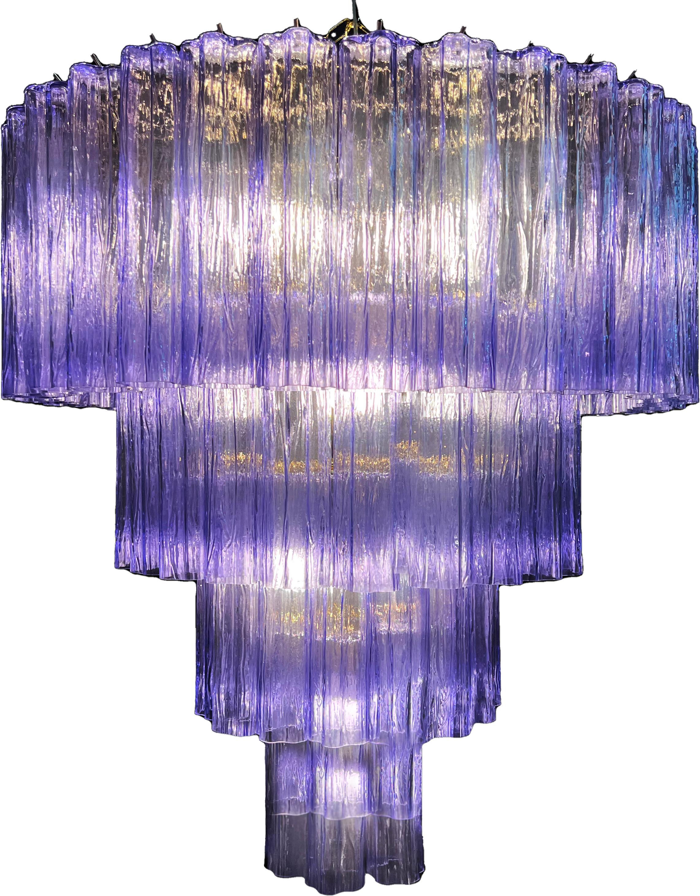 Charming pair Italian Amethyst Chandeliers by Valentina Planta, Murano For Sale 3