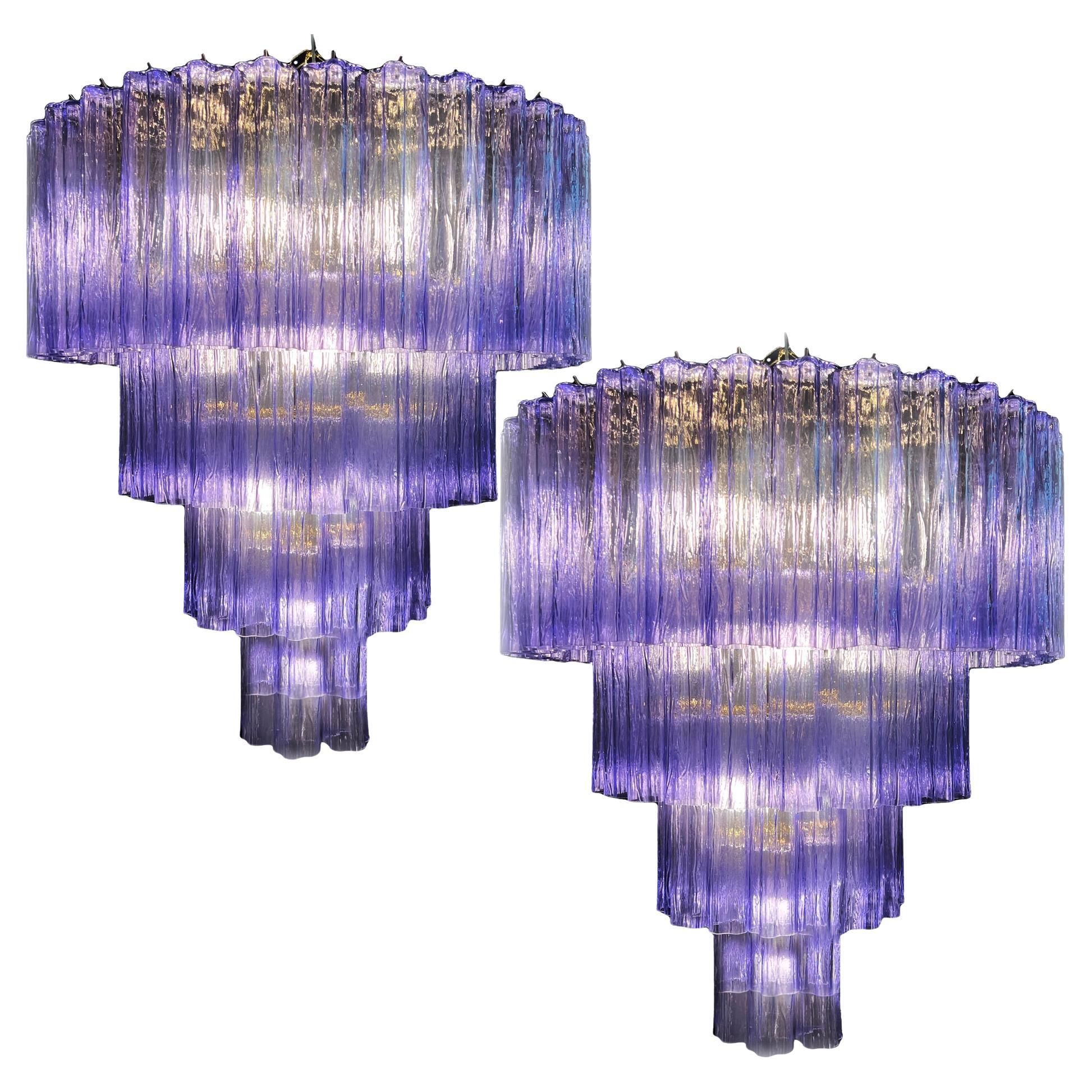 Charming pair Italian Amethyst Chandeliers by Valentina Planta, Murano For Sale