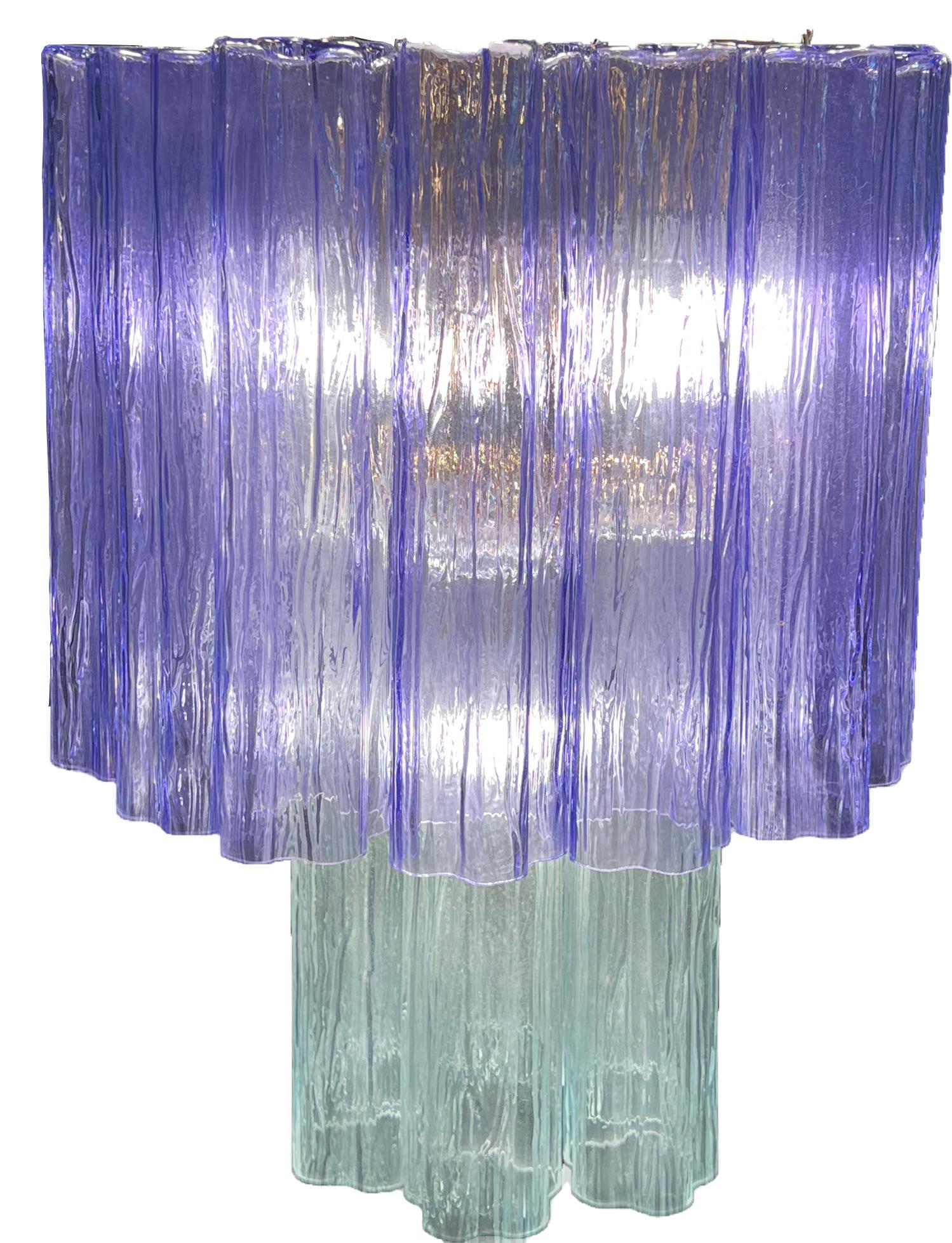 Charming Pair Italian Amethyst & Clear Chandeliers by Valentina Planta, Murano For Sale 2