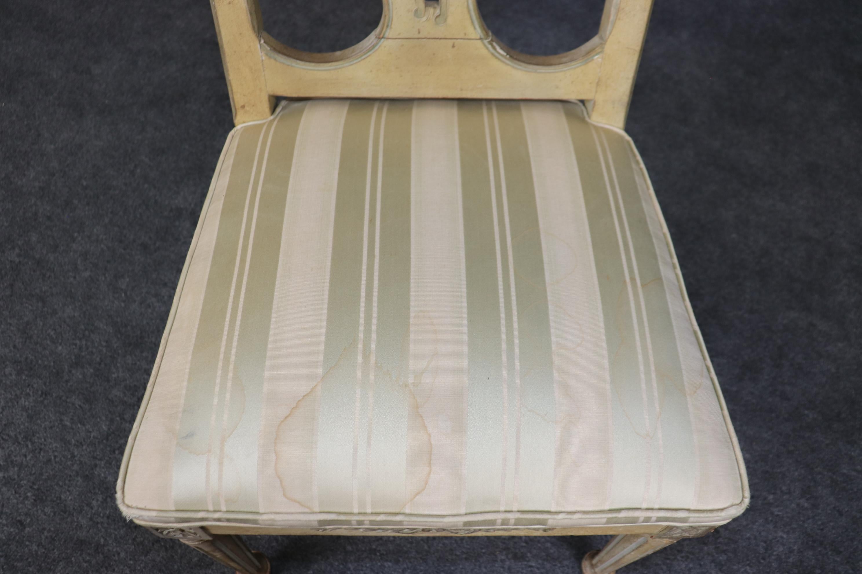 Charming Pair Louis XVI Style Paint Decorated Boudoir Bedroom Chairs For Sale 6