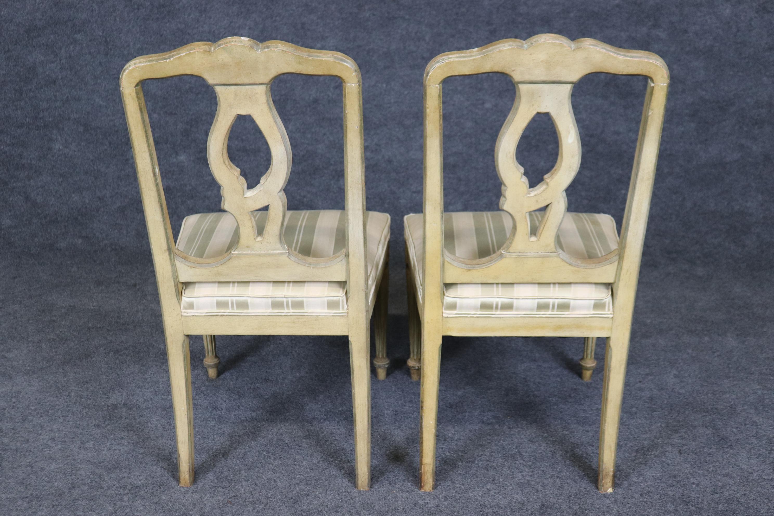 Walnut Charming Pair Louis XVI Style Paint Decorated Boudoir Bedroom Chairs For Sale