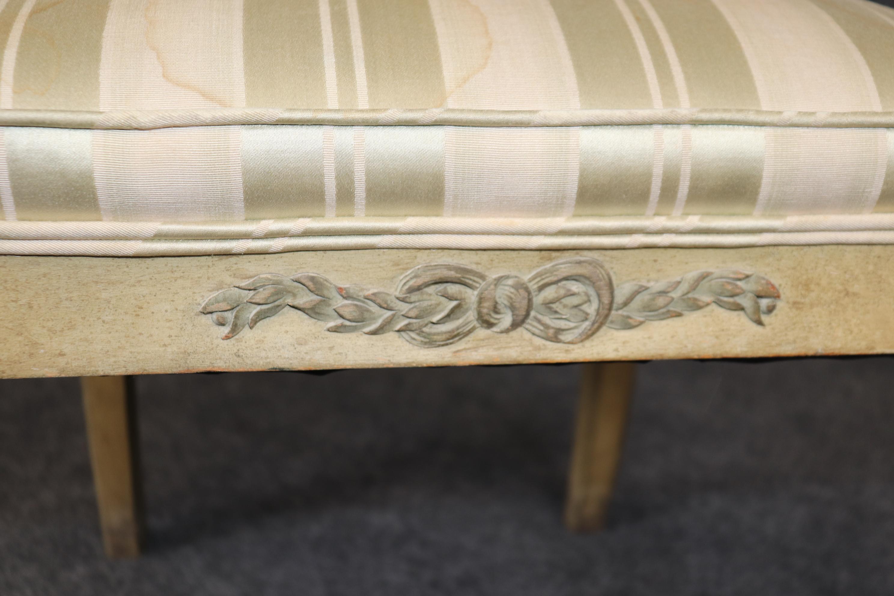 Charming Pair Louis XVI Style Paint Decorated Boudoir Bedroom Chairs For Sale 3