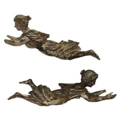 Charming Pair of 18th Century Carved Italian Flying Women