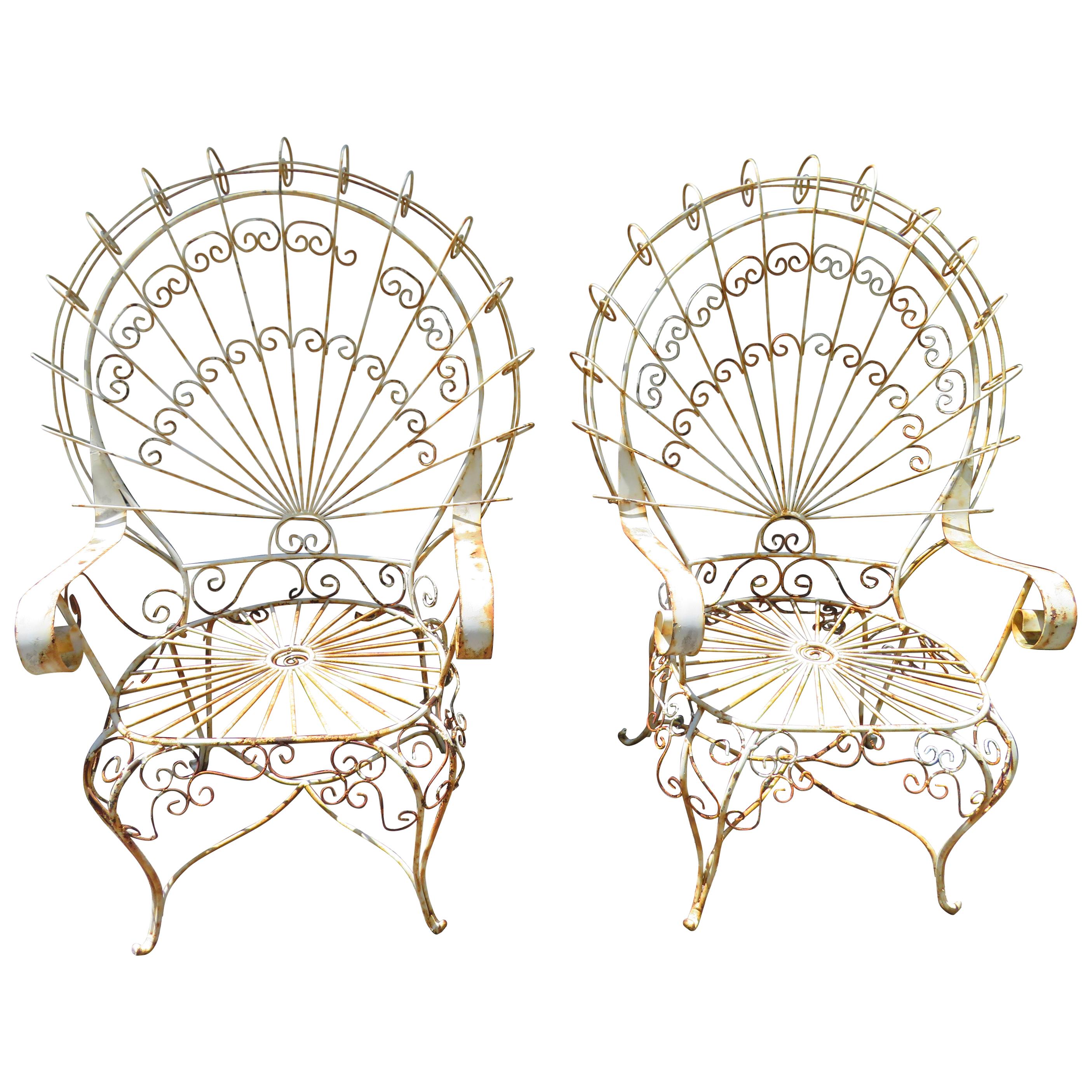 Charming Pair of 1960s John Salterini Vintage Midcentury Peacock Chairs