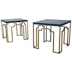 Charming Pair of 20th Century Art Deco Gilt Metal Occasional side - Low Tables