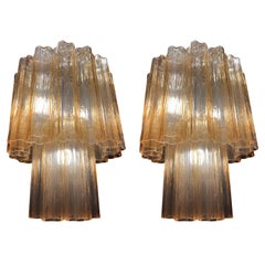 Charming Pair of Italian Amber Chandeliers by Valentina Planta, Murano