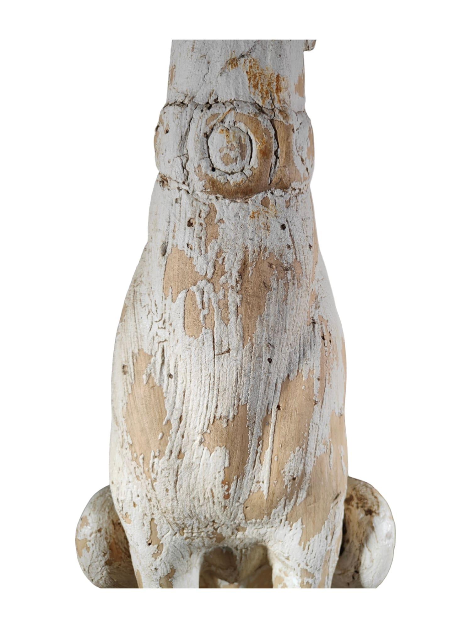 Mid-20th Century Charming Pair of Italian Greyhounds: Decorative Solid Wood Carved Statues