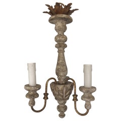 Charming Pair of Italian Style Three-Arm Chandelier, Great Worn Patina Priced ea