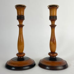 Charming Pair of Karl Johan Birch Candlesticks, Sweden, 1820s