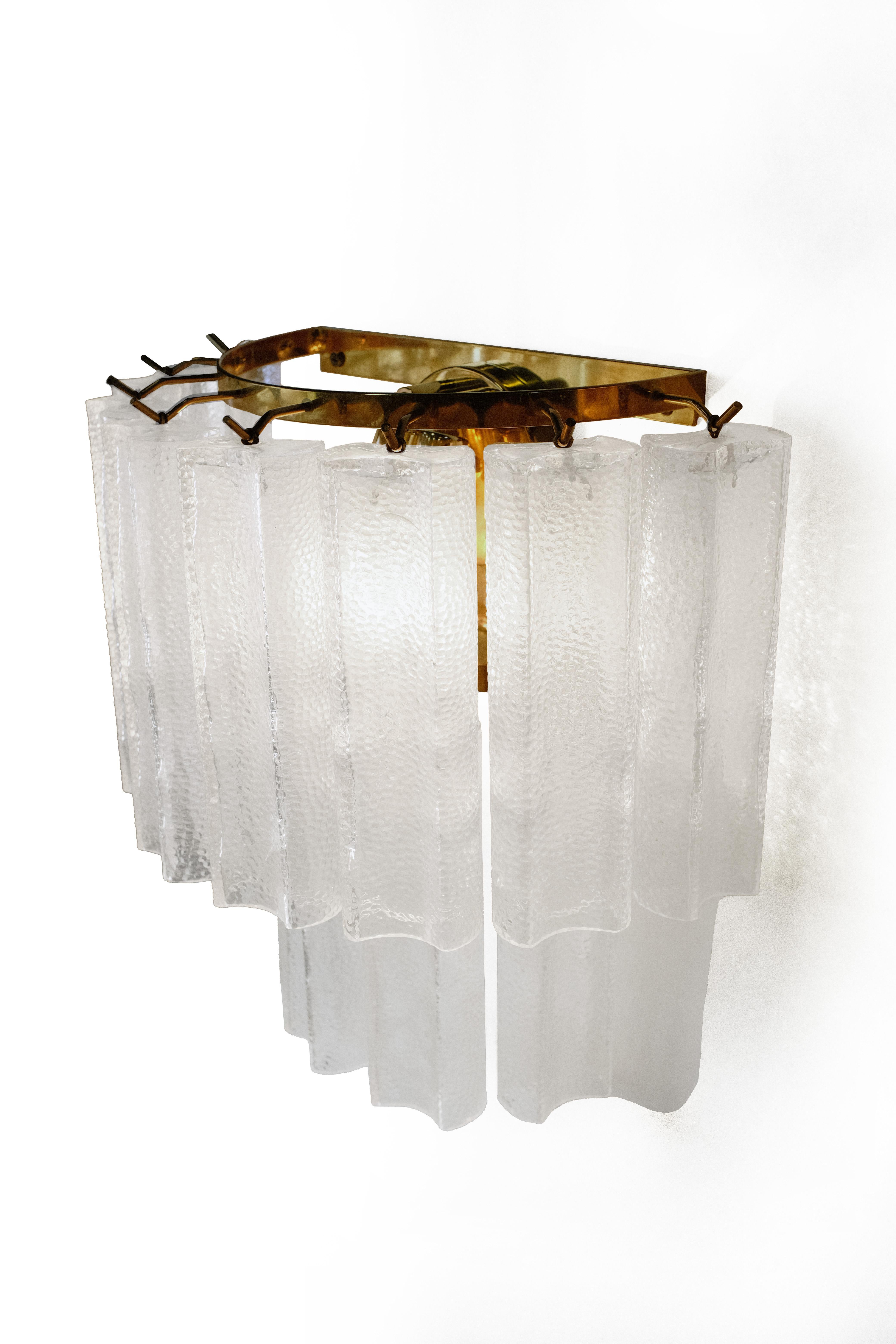 20th Century Charming Pair of Mid-Century Modern Murano Waterfall Sconces For Sale