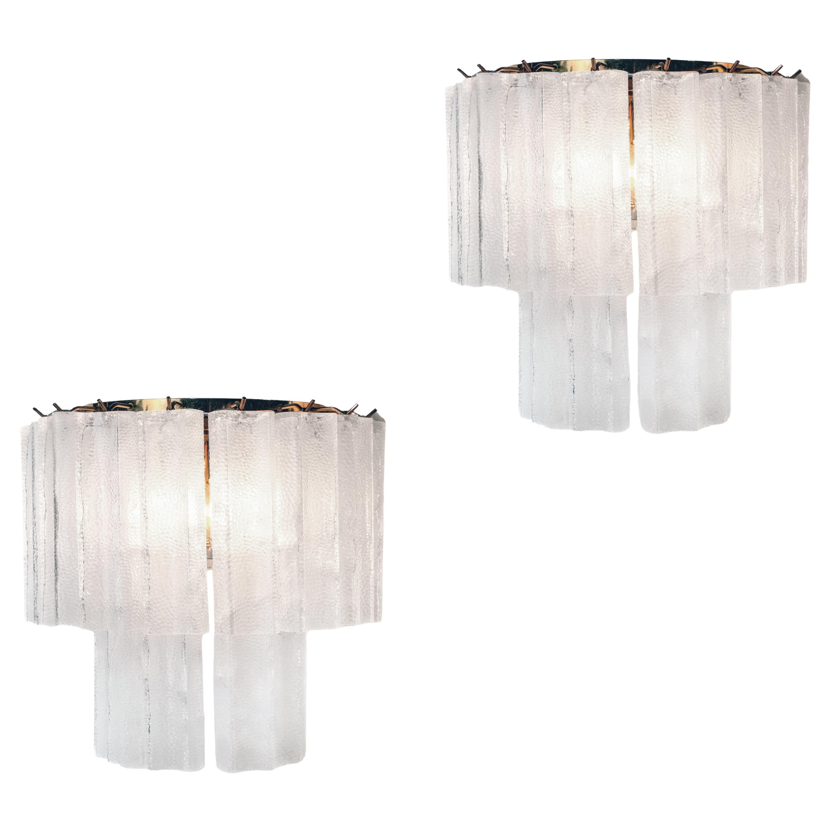 Charming Pair of Mid-Century Modern Murano Waterfall Sconces For Sale