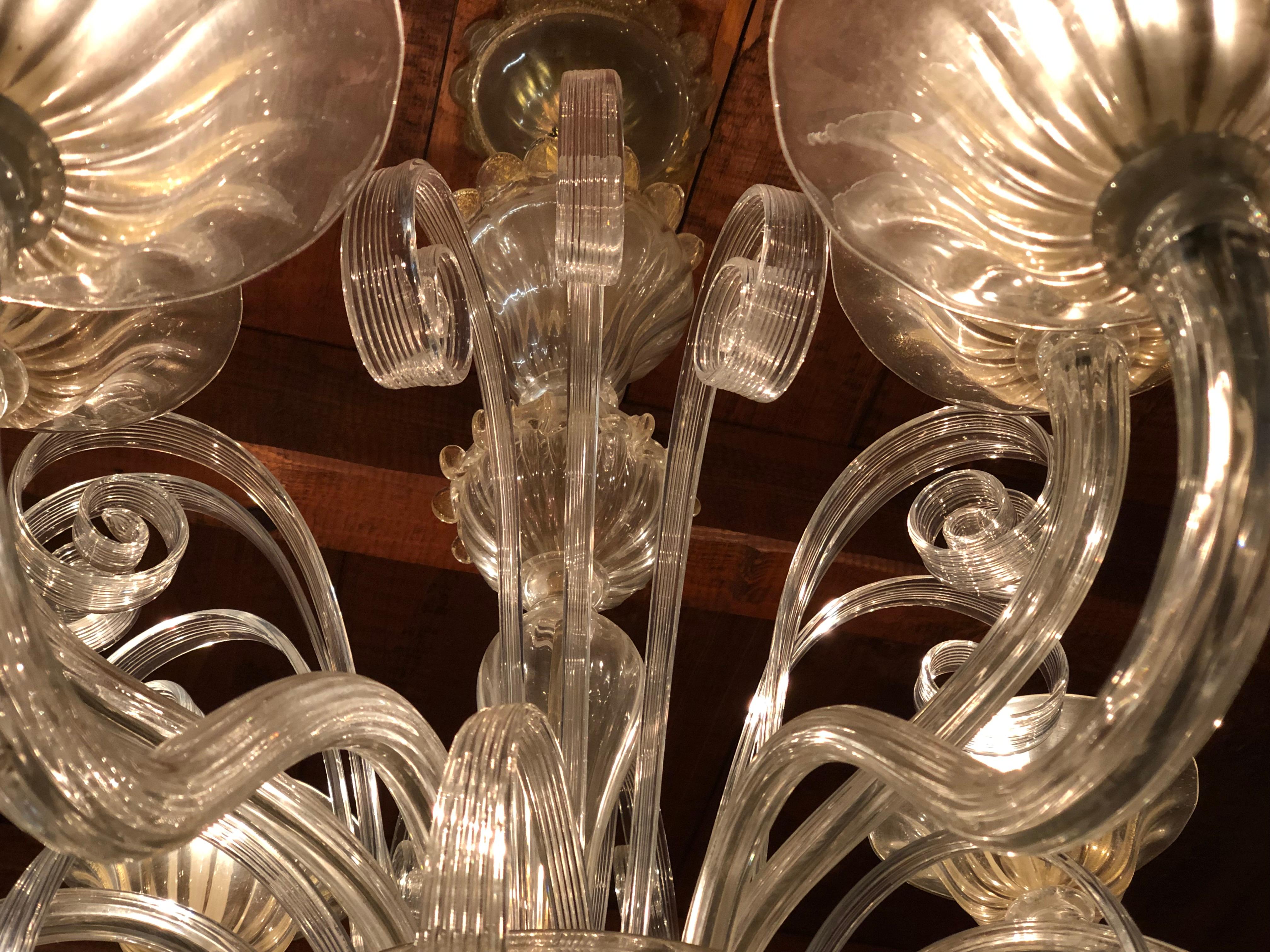 Charming Pair of Murano Chandeliers by Seguso, 12 Arms, Murano, 1980s 2