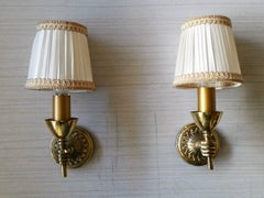 Charming Pair of Neoclassical Bronze Sconces, France, 1950s