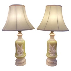 Charming Pair of Vintage Aladin Molded Glass Table Lamps