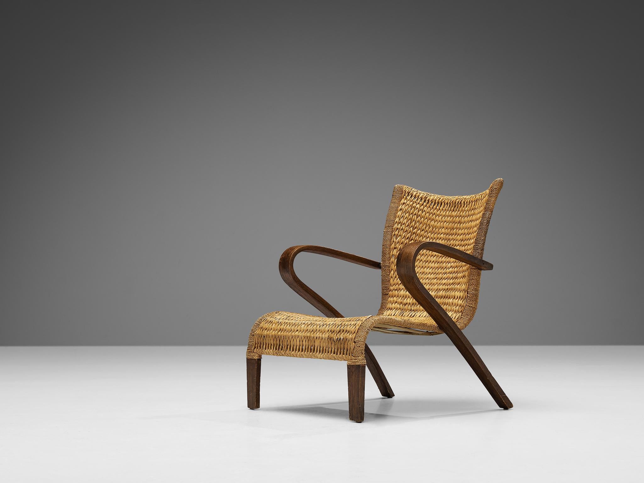 Mid-20th Century Charming Pair of Rustic French Lounge Chairs