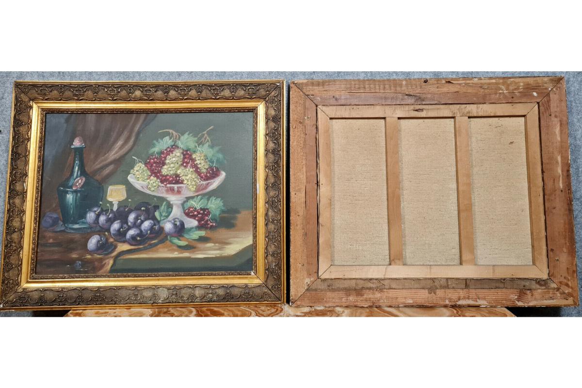 Charming Pair of Still Life Oil Paintings on Canvas by J. Chatelin, 20th C -1X27 For Sale 7