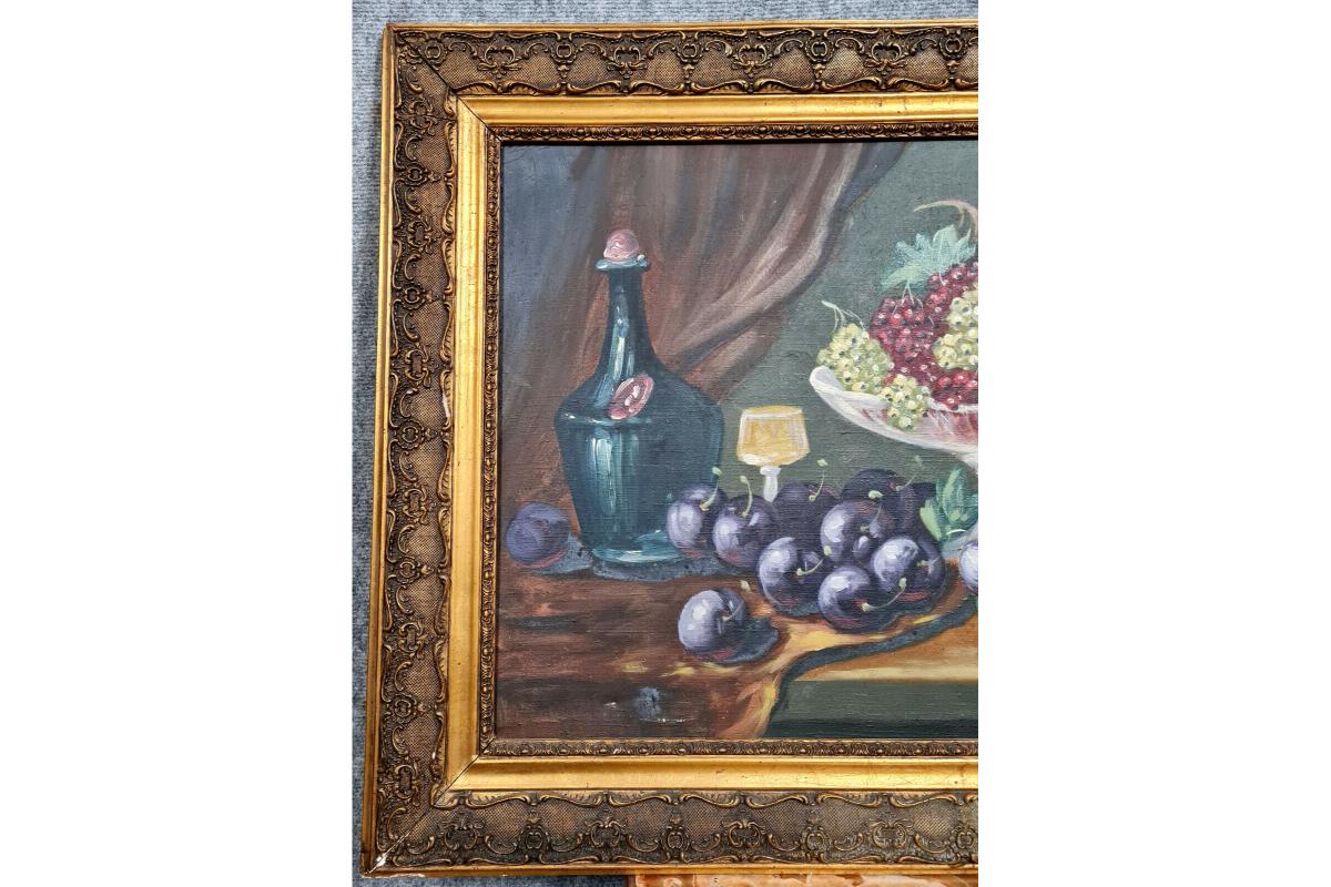 Charming Pair of Still Life Oil Paintings on Canvas by J. Chatelin, 20th C -1X27 In Good Condition For Sale In Bordeaux, FR