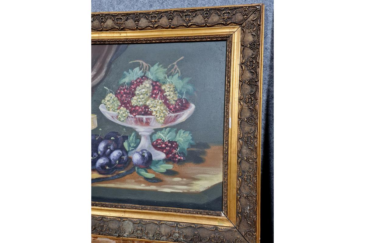 Charming Pair of Still Life Oil Paintings on Canvas by J. Chatelin, 20th C -1X27 For Sale 1