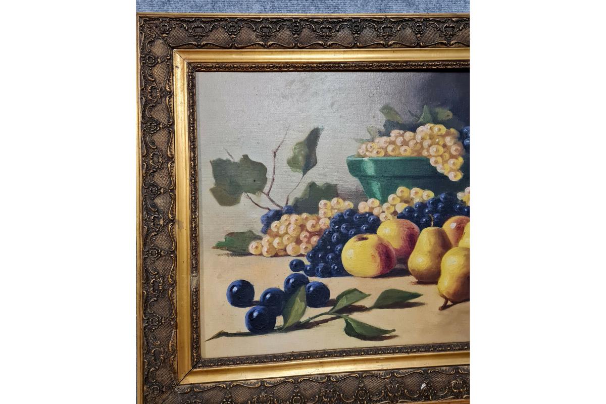 Charming Pair of Still Life Oil Paintings on Canvas by J. Chatelin, 20th C -1X27 For Sale 4