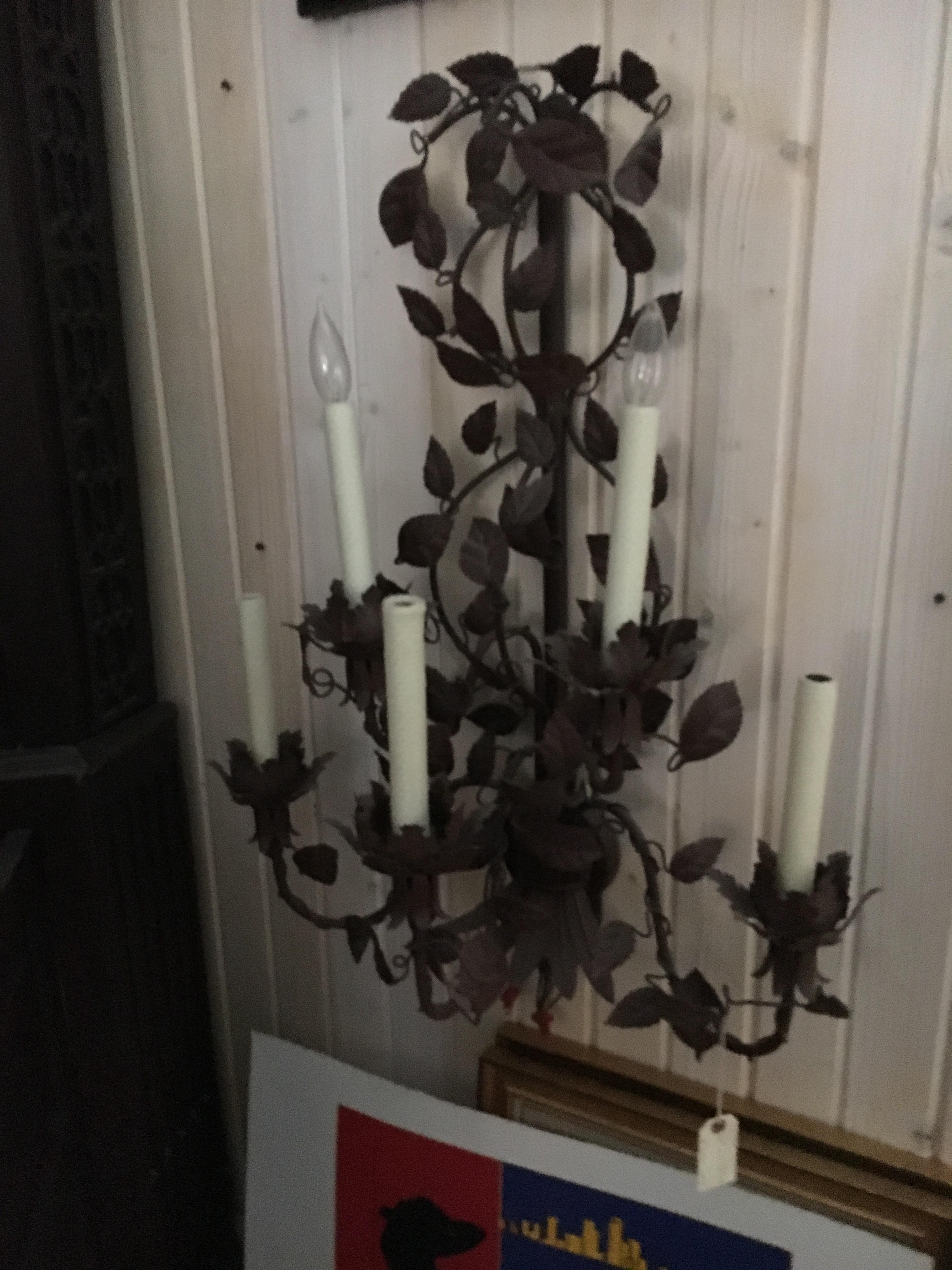 Charming Pair Of Tole Two Arm Sconces, Electrified 1