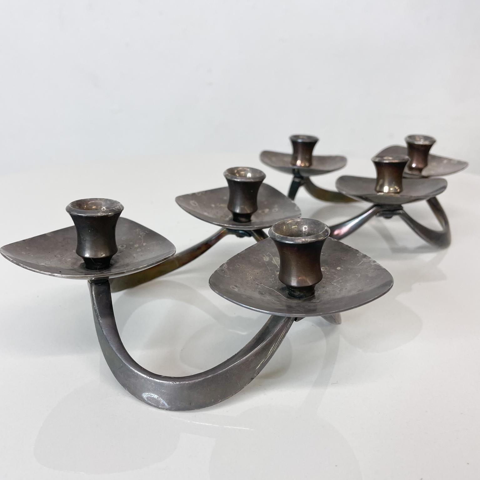 Mid-Century Modern 1960s Delightful Triple Arm Silver Plate Candle Holders by Lunt Silversmiths MA