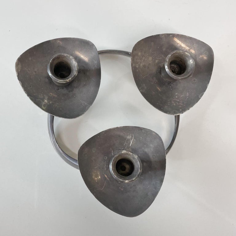 1960s Delightful Triple Arm Silver Plate Candle Holders by Lunt