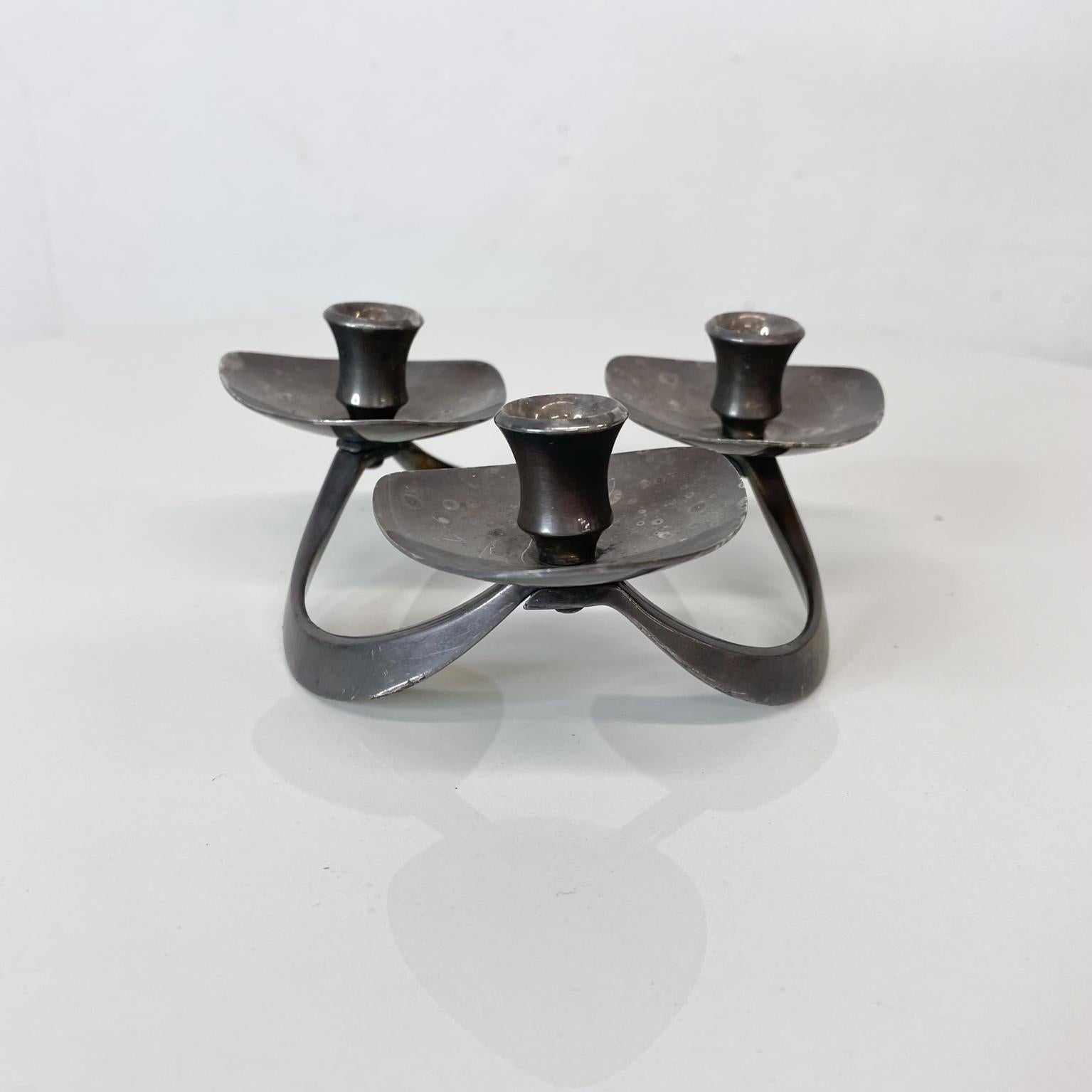 1960s Delightful Triple Arm Silver Plate Candle Holders by Lunt Silversmiths MA 1