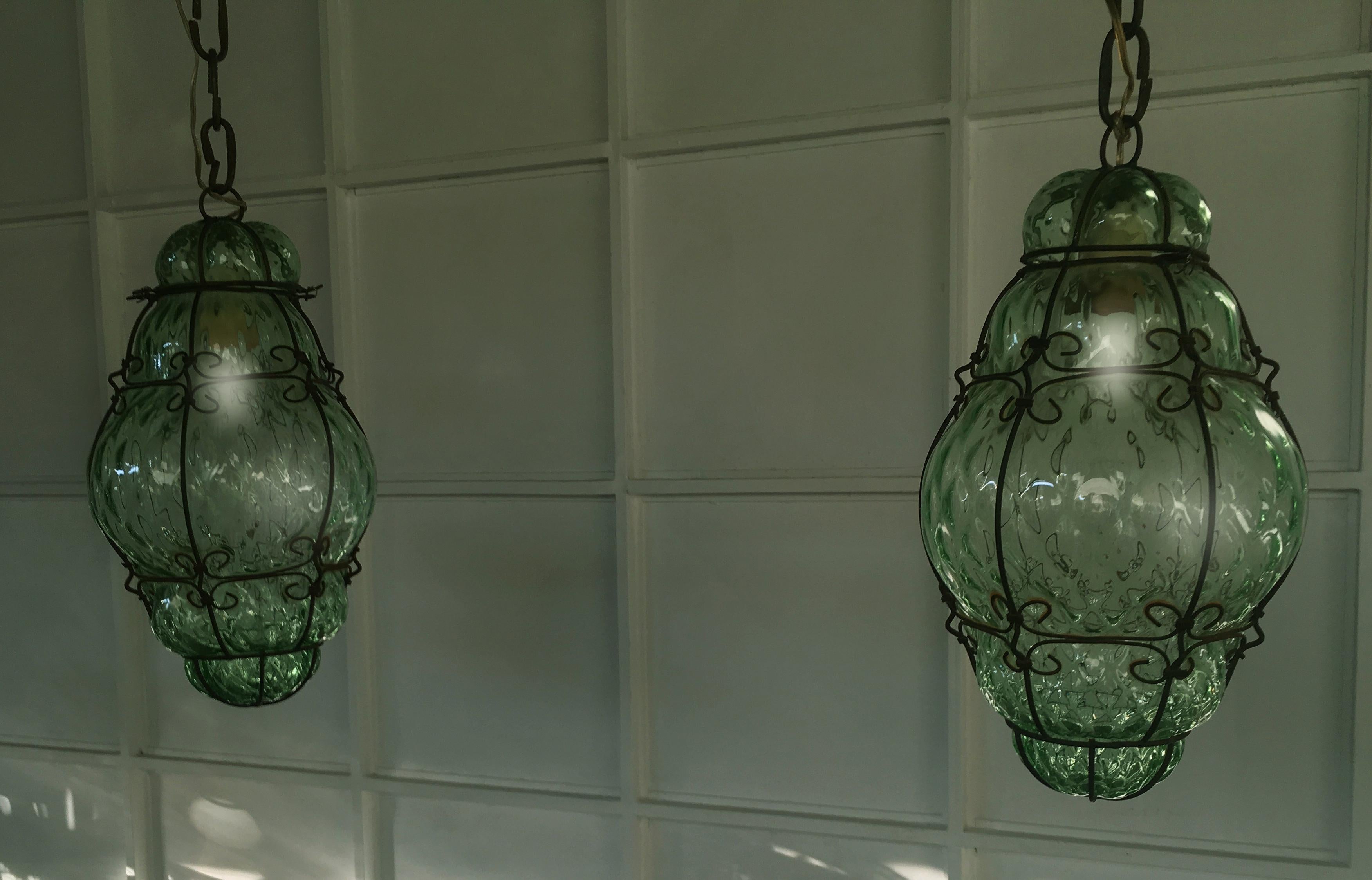 Charming Pair of Venetian Glass Lanterns. Murano, 1950 5