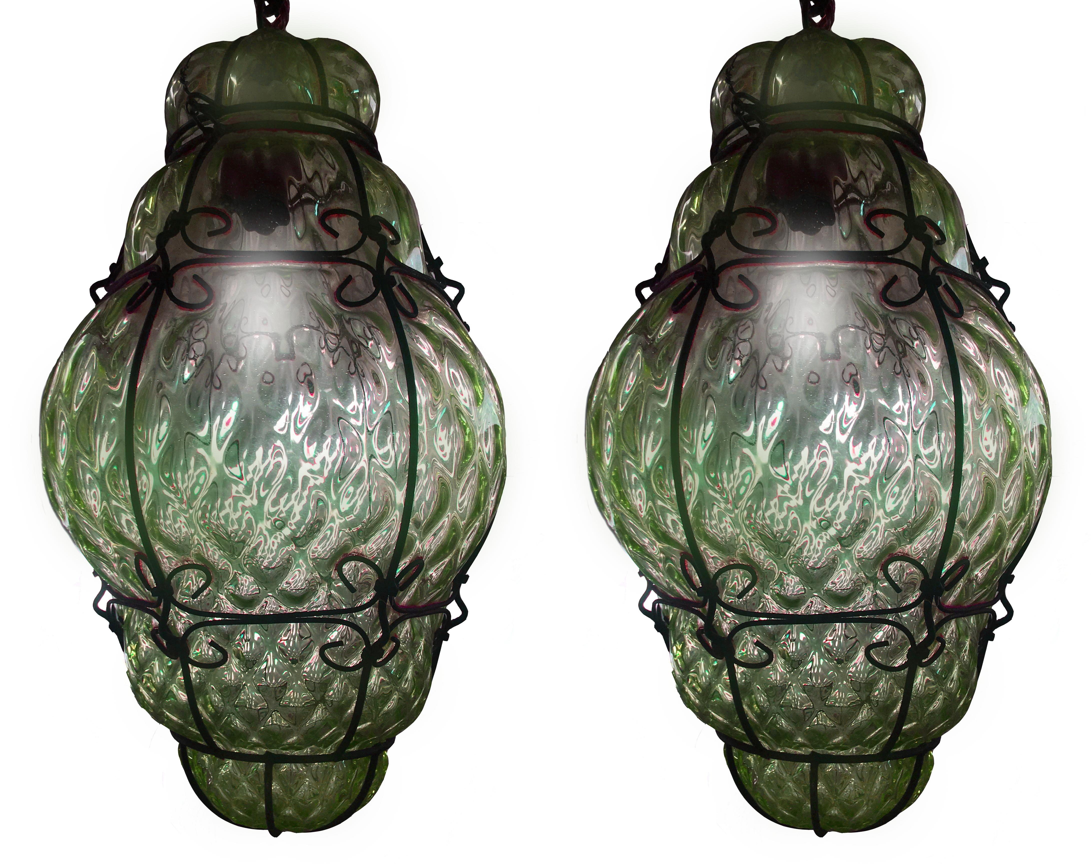 Charming Pair of Venetian Glass Lanterns. Murano, 1950 6