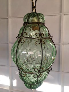 Charming Pair of Venetian Glass Lanterns. Murano, 1950