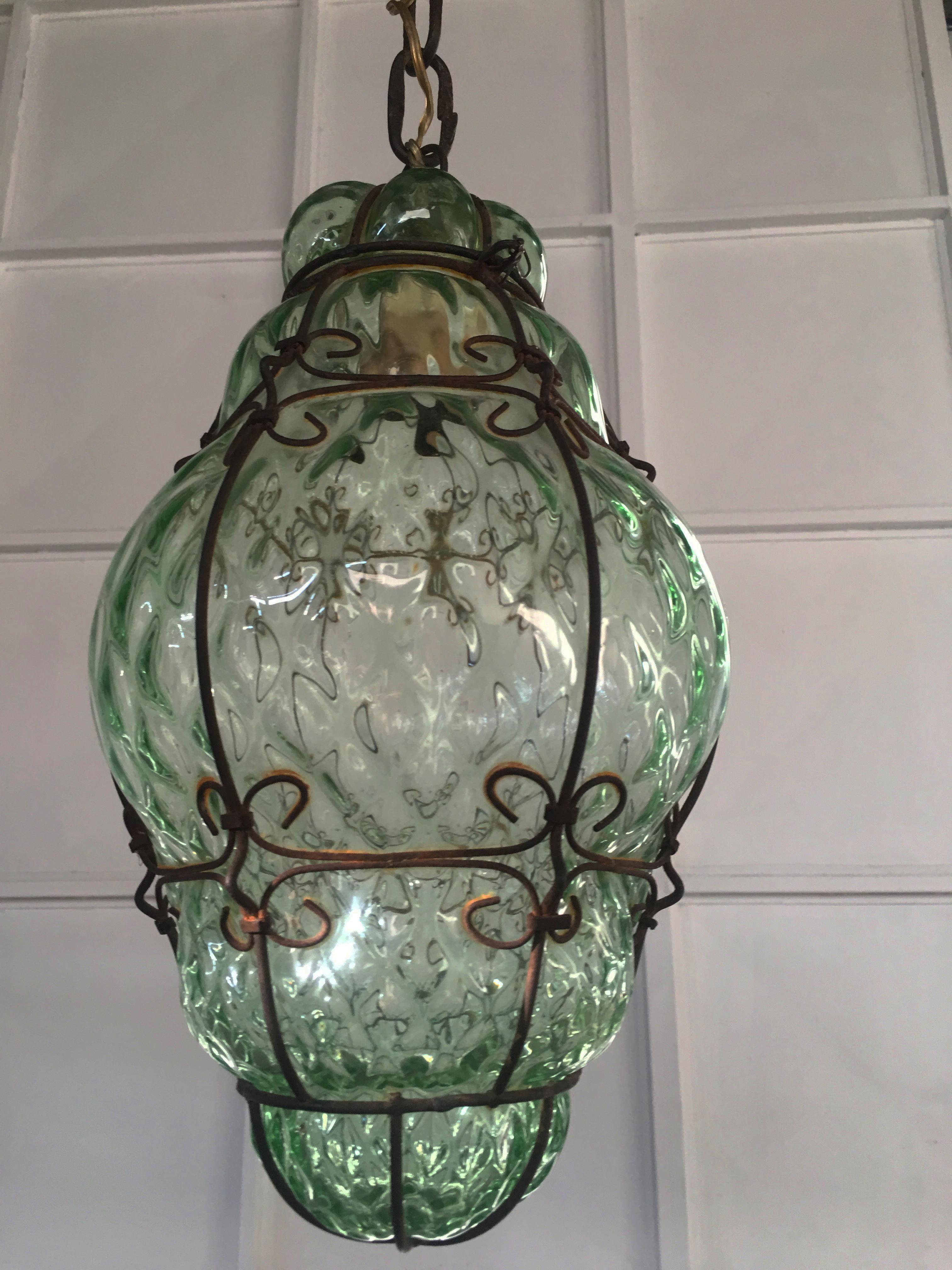 Charming Pair of Venetian Glass Lanterns. Murano, 1950 1