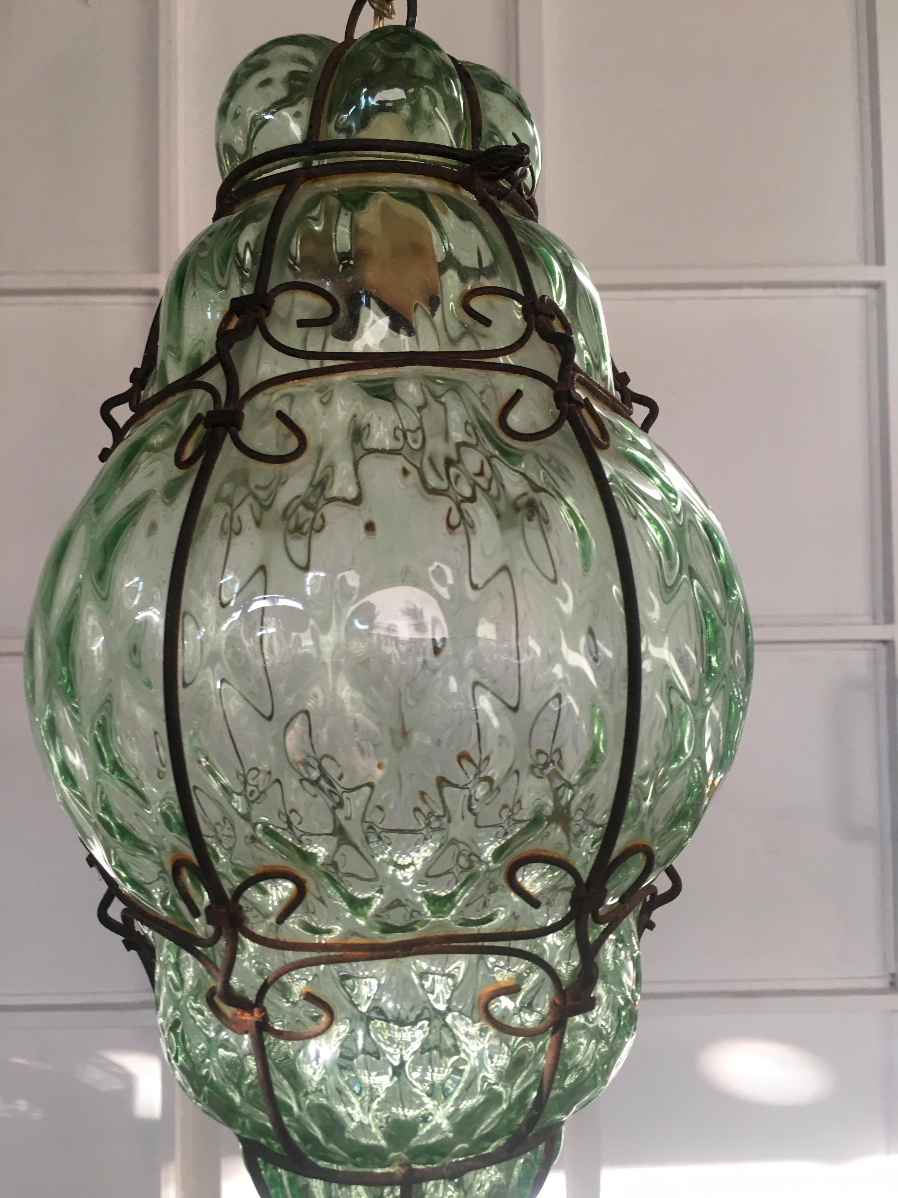 Charming Pair of Venetian Glass Lanterns. Murano, 1950 2