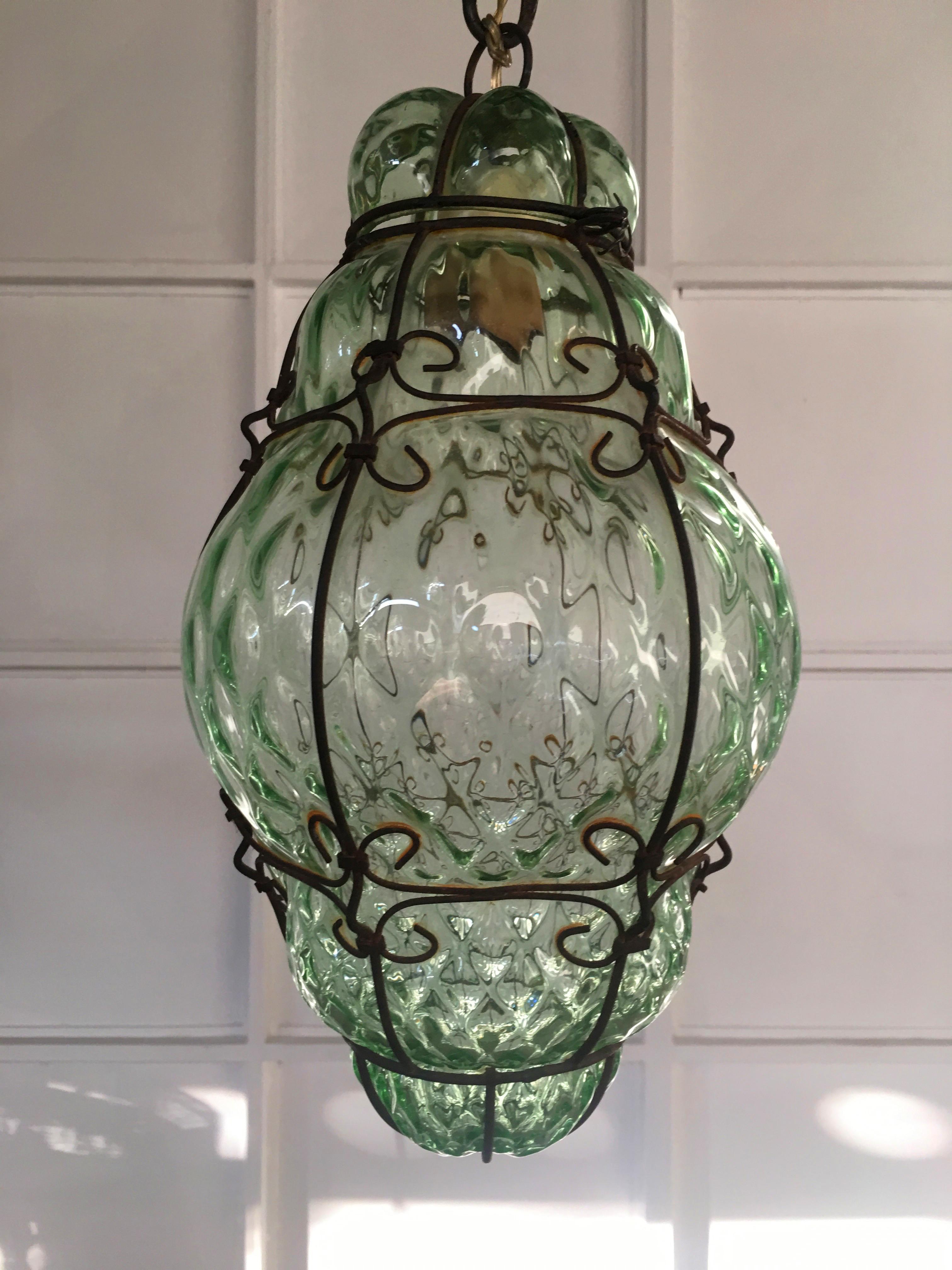 Charming Pair of Venetian Glass Lanterns. Murano, 1950 3