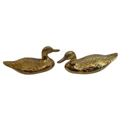 Charming Pair of Vintage Cast Brass Ducks