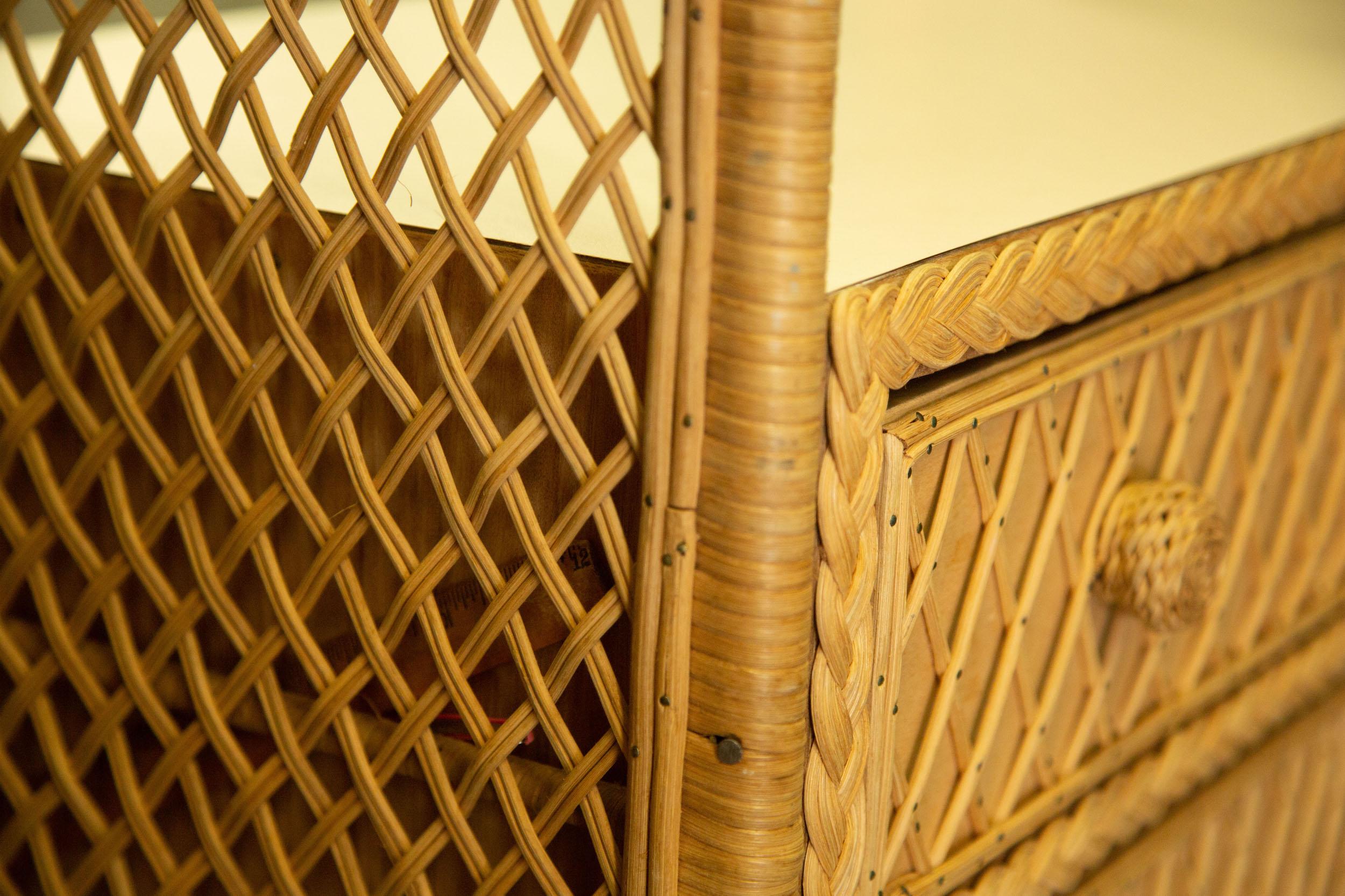 Pair of Vintage Rattan Bookcase Étagère 1