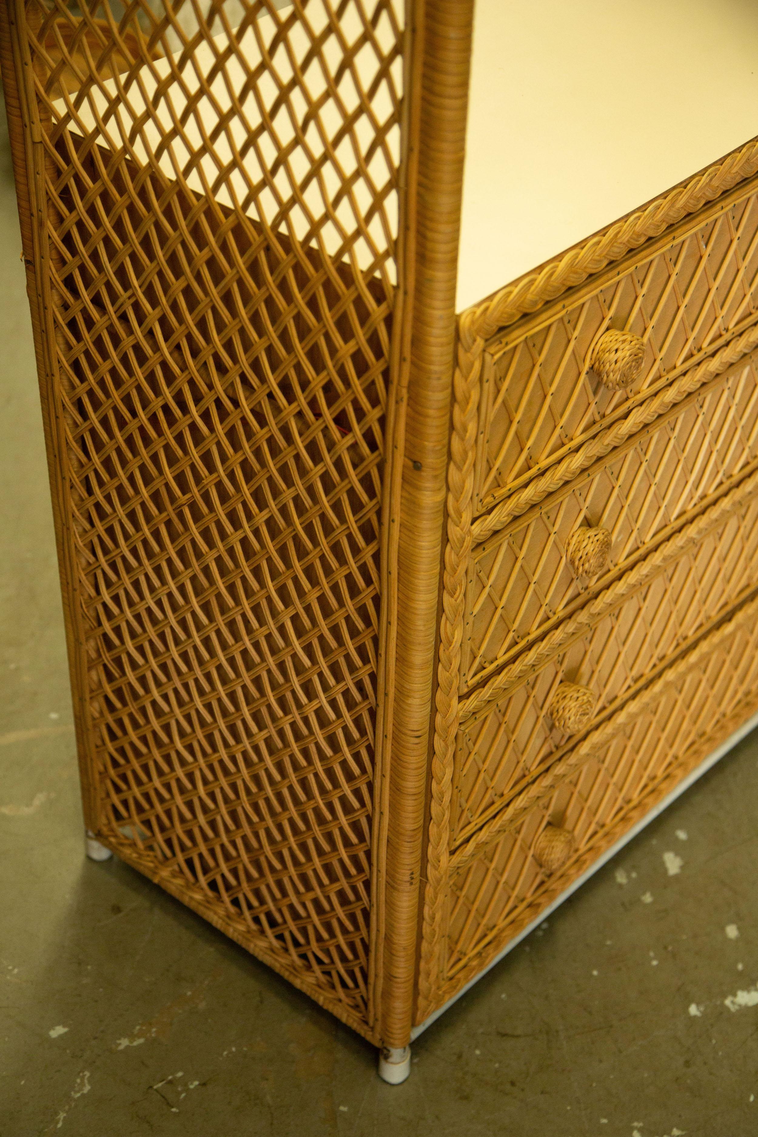 Pair of Vintage Rattan Bookcase Étagère 2
