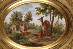 Charming Paris Porcelain "Deers in a Landscape" by Saunier, French School, 1819
